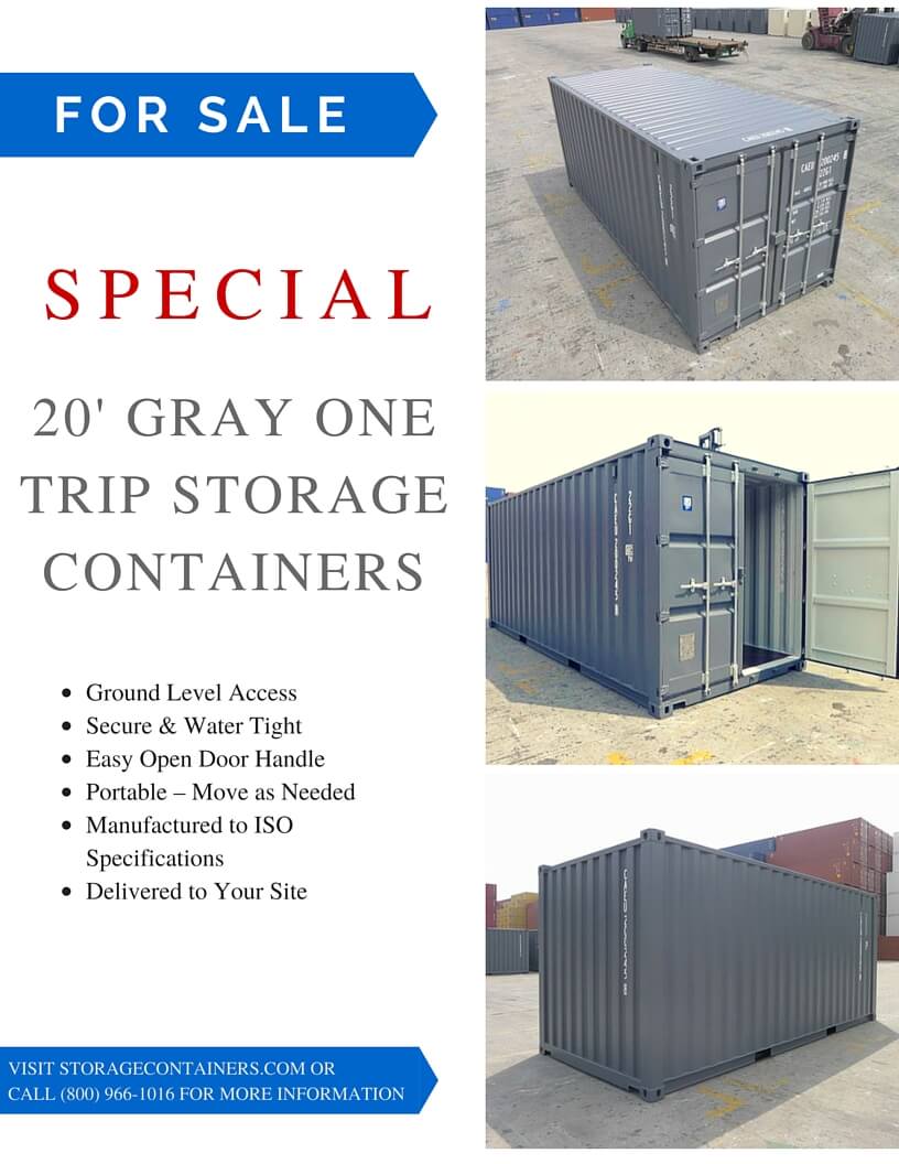 20FT GRAY ONE TRIP CONTAINERS